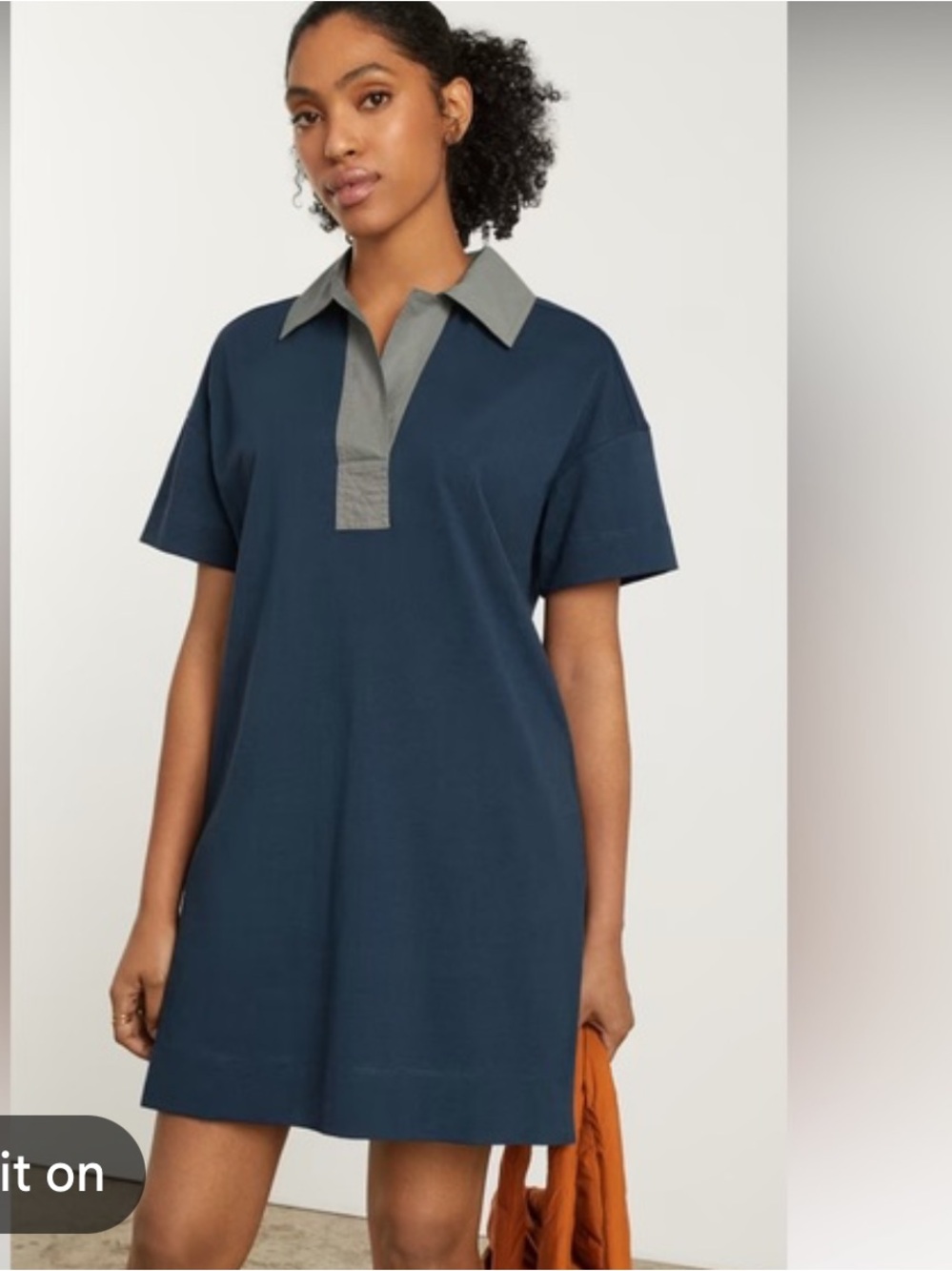 Everlane Navy Polo Mini Dress with Gray Collar